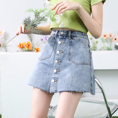[Be careful with machine design A-shaped culottes] Korean sweet and cool niche rough-edged high-waisted shorts for women's summer new