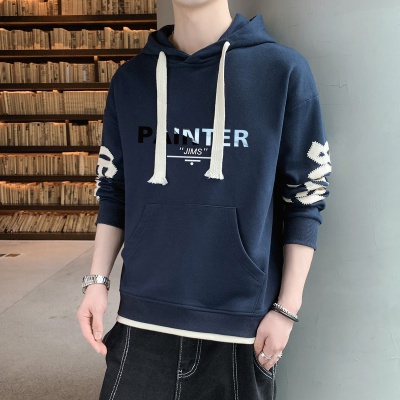 【衣袖印花连帽】春季个性印花百搭青少年时尚长袖男式卫衣