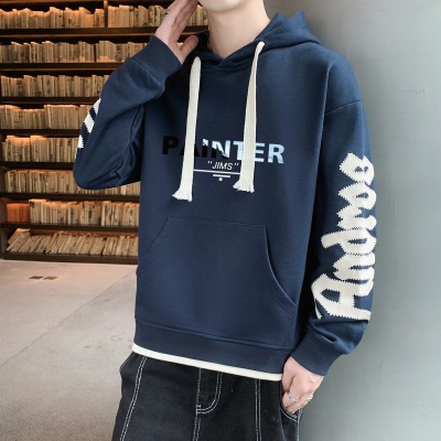 【衣袖印花连帽】春季个性印花百搭青少年时尚长袖男式卫衣