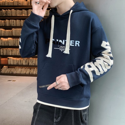 【衣袖印花连帽】春季个性印花百搭青少年时尚长袖男式卫衣