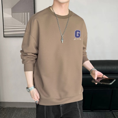 春季新款简约印花时尚潮流日常通勤百搭圆领长袖男式休闲运动卫衣