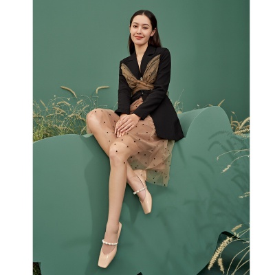 [商场同款]蹀愫女鞋春秋透气玛丽珍晚晚风方头平底女单鞋
